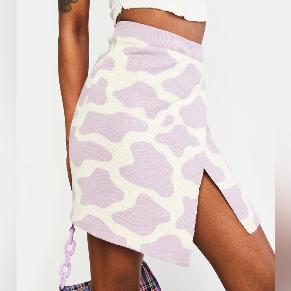 Purple Cow Print Mini Skirt